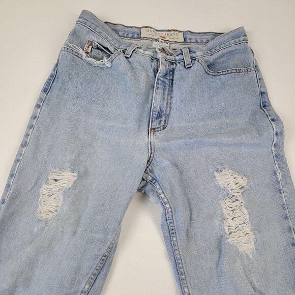 Vintage 90s Guess Baggy Distressed Denim Jeans Womens Size 31 Original Fit - Picture 4 of 11